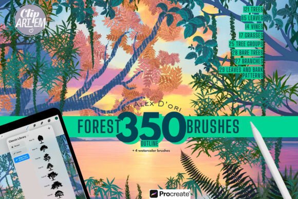 Download 350 Forest Leaves Grass Procreate Brushes - Procreate brushes Collection