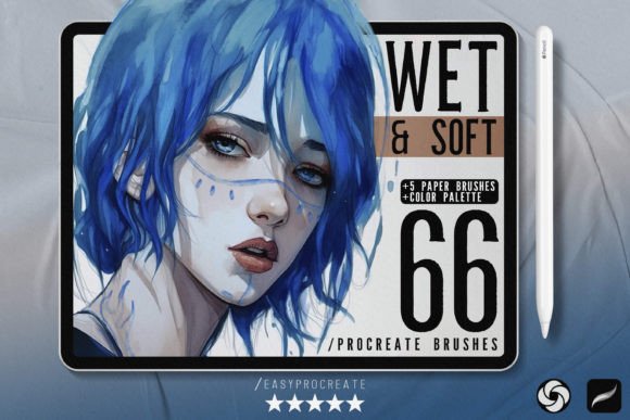 Download 66 Wet &amp; Soft Procreate Brushes - Procreate brushes Collection