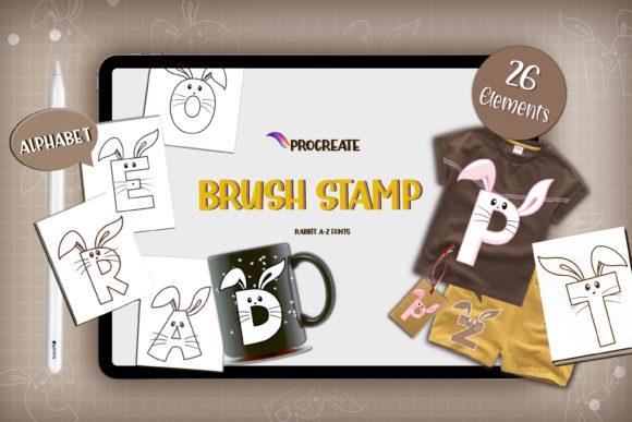 Download Procreate Brushes Stamp Alphabet Rabbit - Procreate brushes Collection