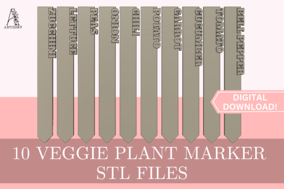Download 10 Vegetable Garden Markers Vol 1 STL - Marker Collection