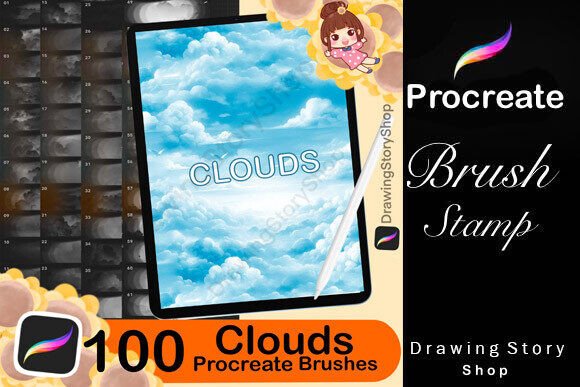 Download 100 Cloud Procreate Brushes,sky Texture - Procreate brushes Collection