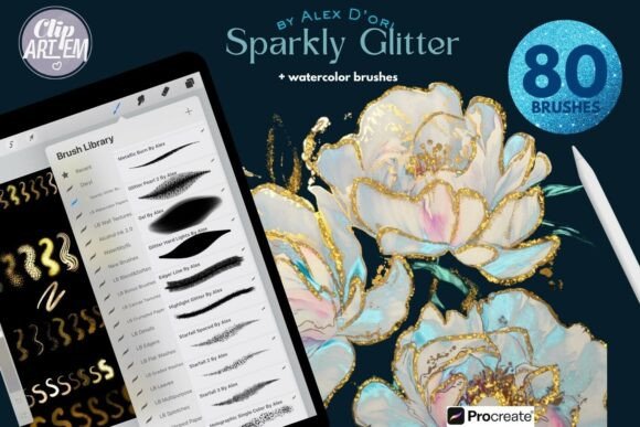Download Glitter Watercolor Procreate Brushes 80 - Procreate brushes Collection