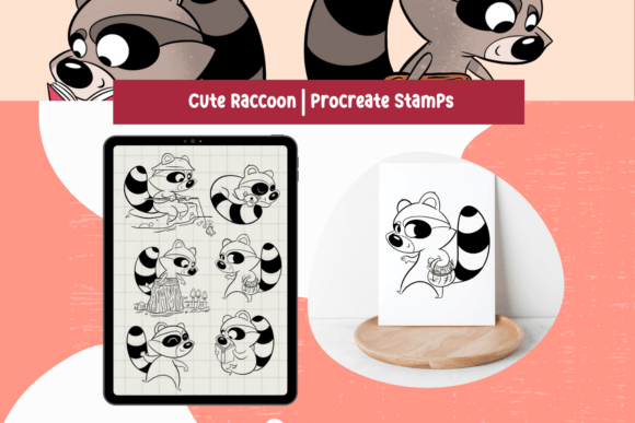 Download Procreate Brushes Cute Raccoon Stamps - Procreate brushes Collection
