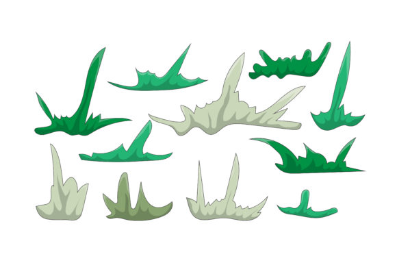 Download Set of Cartoon Bunches of Grass. - Premium Resources