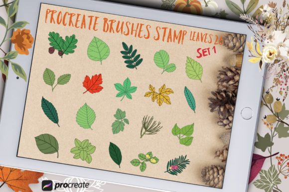 Download Procreate Brushes Stamp Leaves Set 1 - Procreate brushes Collection